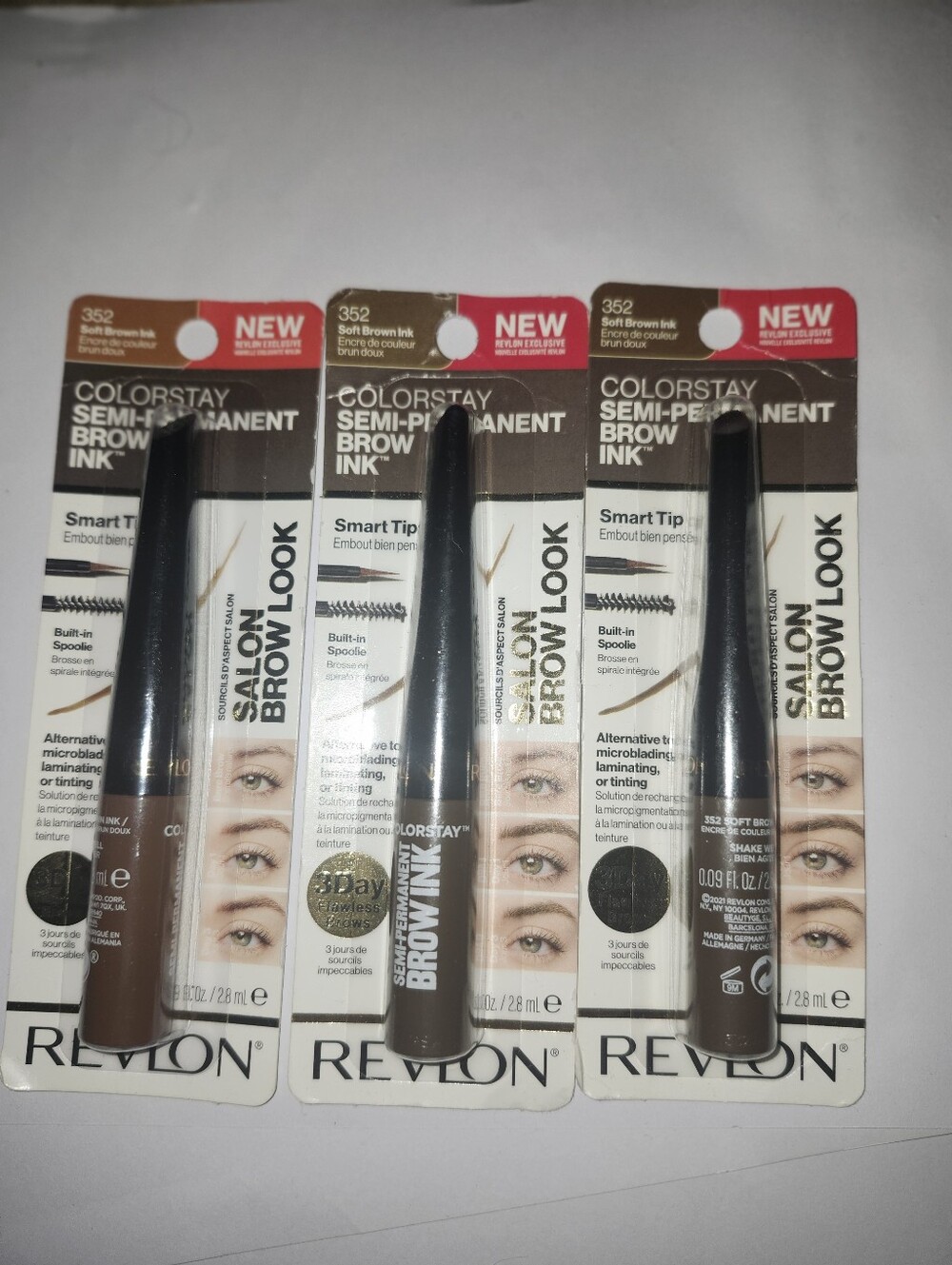 Revlon Semi-Permanent Brow Ink - 352 soft brown Ink (3 Pack) New
